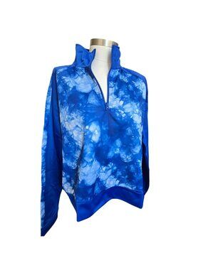 Womens Blue Tie-Dye 1/4 Zip Pullover Sweatshirt Size XXL NWT JJ4262